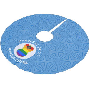 Gay Pride Black Angel Hanukkah Flag Personalised  Brushed Polyester Tree Skirt