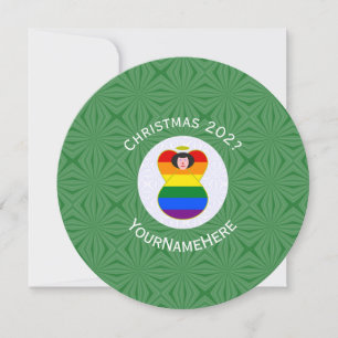 Gay Pride Black Hair Angel Christmas Flag Personal Invitation