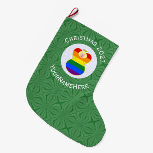 Gay Pride Blonde Angel Christmas Flag Personalised Large Christmas Stocking