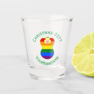 Gay Pride Blonde Angel Christmas Flag Personalised Shot Glass