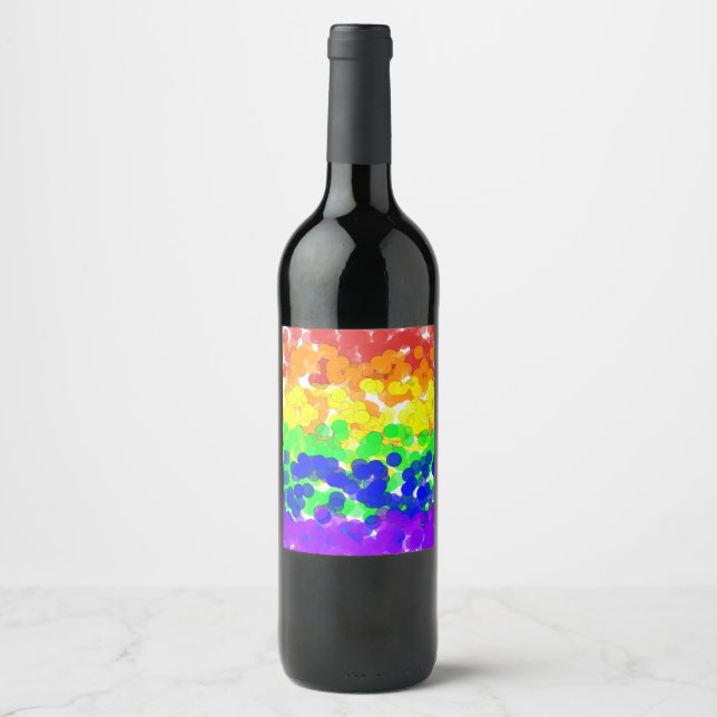Gay Pride Bokeh Flag Wine Label (Front)