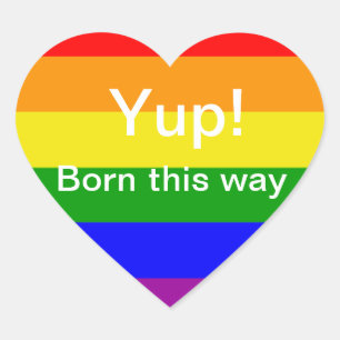 Gay Pride Born this way Rainbow flag Heart Sticker