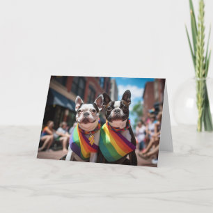 Gay Pride Boston Terriers Card