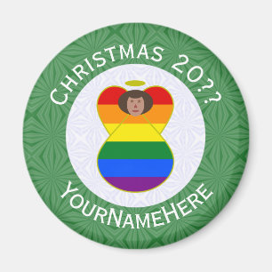 Gay Pride Brown Skin Angel Christmas Flag Personal Magnet