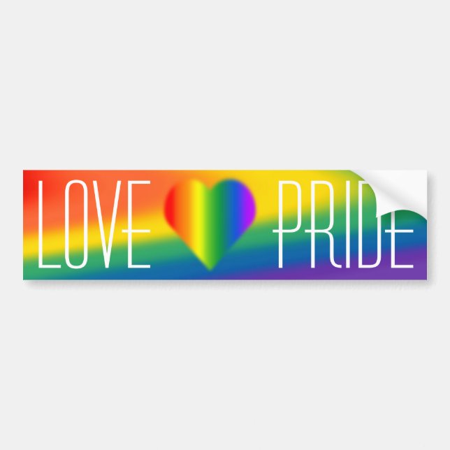Gay Pride Bumper Sticker Rainbow Love Stickers (Front)