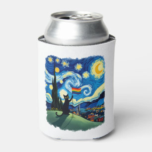 Gay Pride Cat Art Cat Starry Night Style LGBTQ Pri Can Cooler