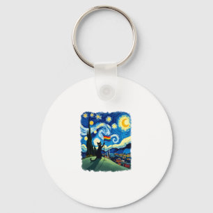 Gay Pride Cat Art Cat Starry Night Style LGBTQ Pri Key Ring