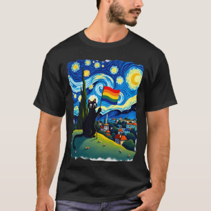 Gay Pride Cat Art Cat Starry Night Style LGBTQ Pri T-Shirt