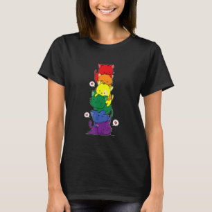 Gay Pride Cat Lgbt Cats Pile Cute Rainbow Flag T-Shirt