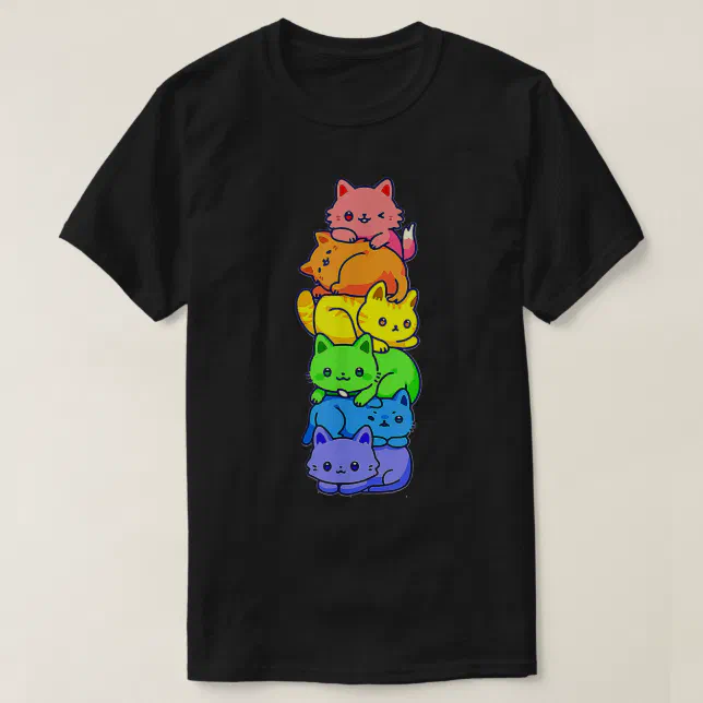 Gay Pride Cat LGBT Kawaii Cats Pile Cute Anime Rai T-Shirt | Zazzle