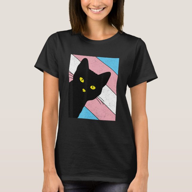 Gay Pride Cat Transgender Rainbow Flag LGBTQ Cat M T-Shirt (Front)