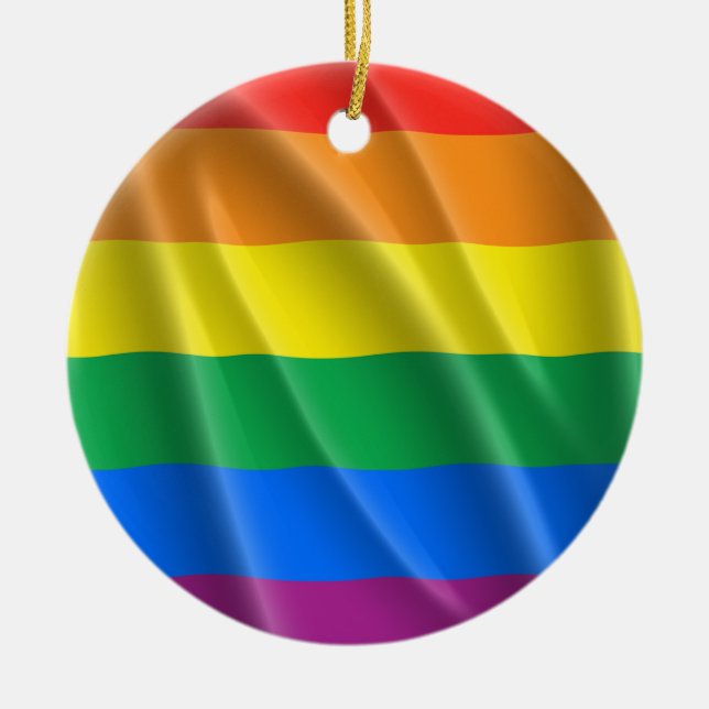 GAY PRIDE CERAMIC TREE DECORATION (Front)