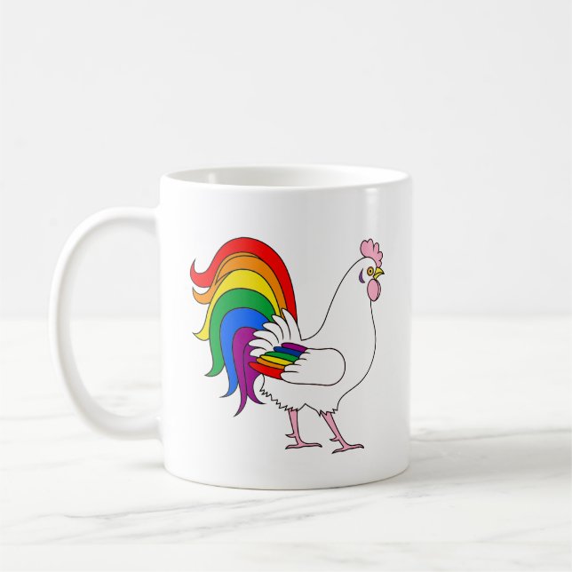 Gay Pride Chicken Coffee Mug (Left)