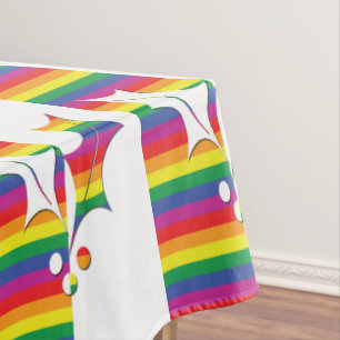 Gay Pride Christmas Holly Tablecloth
