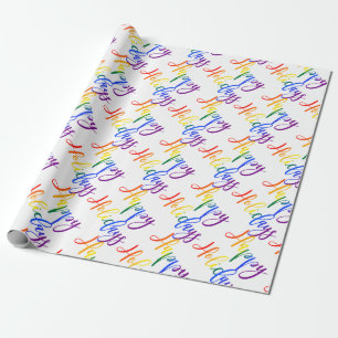 Gay Pride Christmas LGBT Rainbow Happy Holidays Wrapping Paper