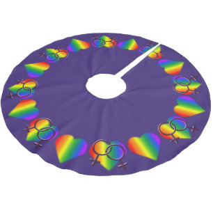 Gay Pride Christmas Tree Skirt Rainbow Love Decor
