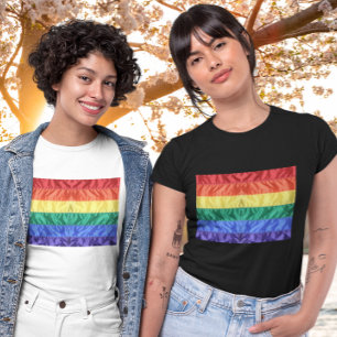 Gay Pride Classic Faux Silk Rainbow Flag LGBT Cool T-Shirt