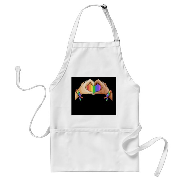 gay pride clothing lgbt rainbow flag heart uni standard apron (Front)