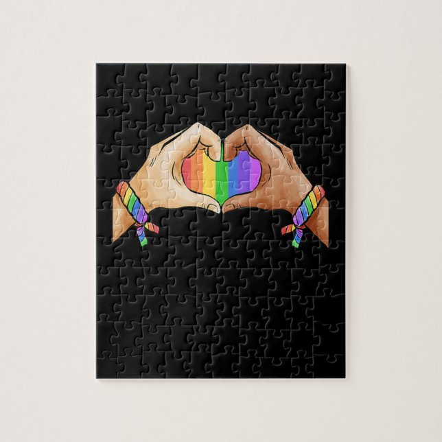 Gay Pride Clothing LGBT Rainbow Flag Heart Unicorn Jigsaw Puzzle (Vertical)