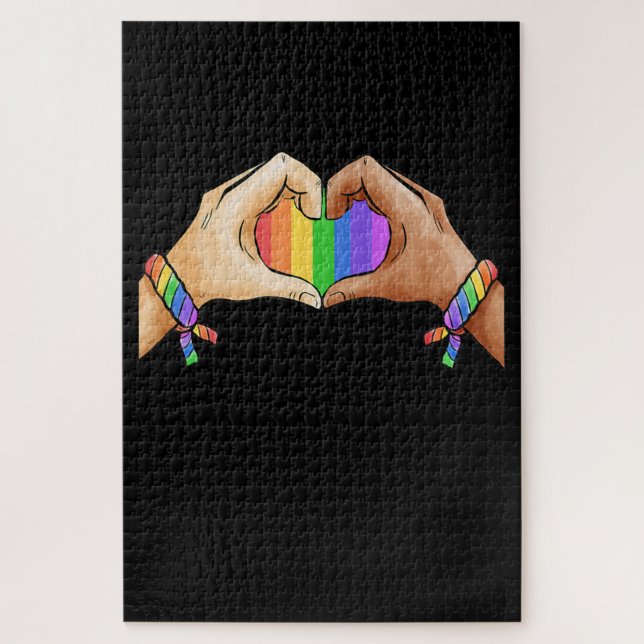 Gay Pride Clothing LGBT Rainbow Flag Heart Unicorn Jigsaw Puzzle (Vertical)