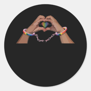 Gay Pride Clothing LGBT Rainbow Flag Tee Heart Classic Round Sticker