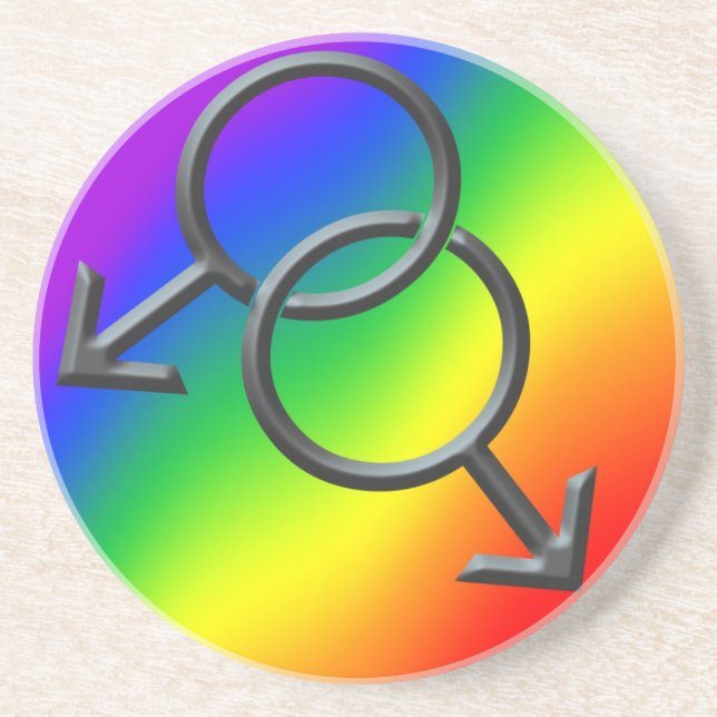 Gay Pride Coaster Men's Gay Pride Rainbow Coasters (Front)