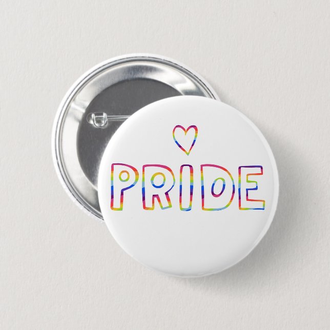 GAY PRIDE Colorful Rainbow Heart  6 Cm Round Badge (Front & Back)