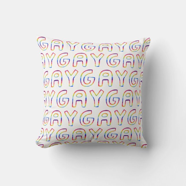 GAY PRIDE Colourful Rainbow Pattern Cushion (Front)