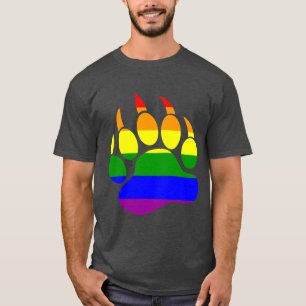 Gay Pride Colours Bear Paw Rainbow Flag T-Shirt