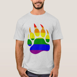 Gay Pride Colours Bear Paw Rainbow Flag T-Shirt