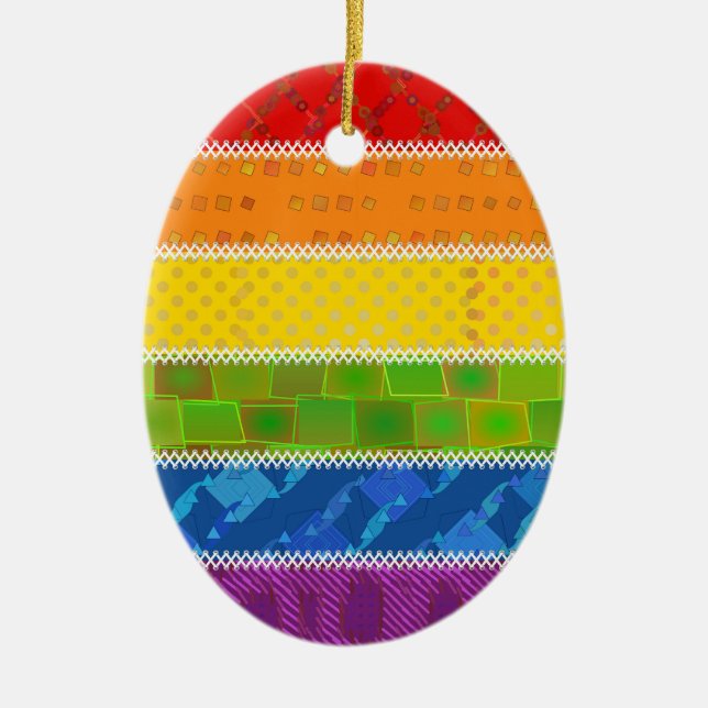 Gay Pride Colours Ceramic Tree Decoration (Front)
