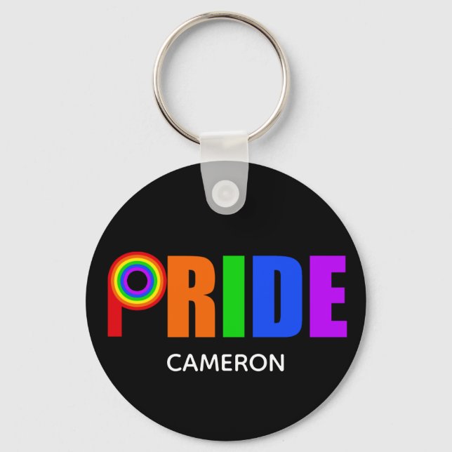 Gay Pride Cool Personalised LGBTQ Key Ring (Front)