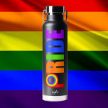 Gay Pride Cool Rainbow Personalised LGBTQ Water Bottle<br><div class="desc">Customise this cool LGBTQ Gay Pride water bottle with your name in white cursive script. A bold personalised rainbow colour LGBT gift for a queer friend.</div>