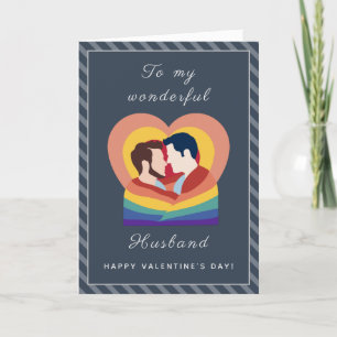 Gay Pride Couple LGBTQ Husband Valentine's Day  Holiday Card