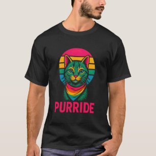 Gay Pride Cute Cat Purride Rainbow Pride T-Shirt