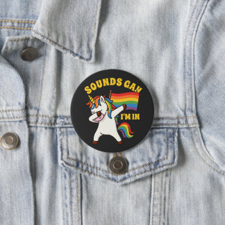 Gay Pride Dabbing Unicorn With Flag 7.5 Cm Round Badge