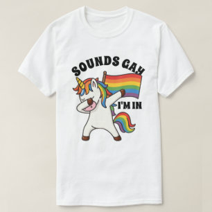 Gay Pride Dabbing Unicorn With Flag T-Shirt