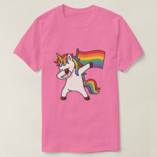 Gay Pride Dabbing Unicorn With Flag T-Shirt