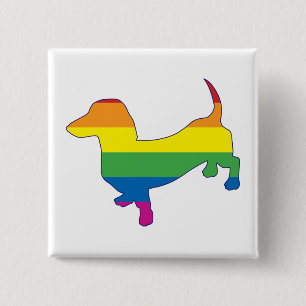 Gay Pride Dachshund/Wiener 15 Cm Square Badge