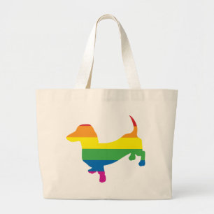 Gay Pride Dachshund/Wiener Large Tote Bag