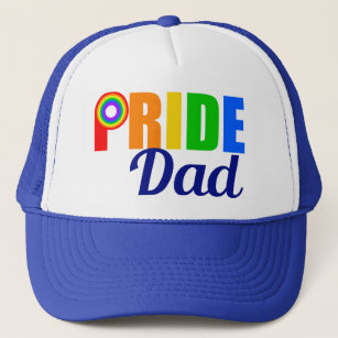 Gay Pride Dad Rainbow Lettering LGBTQ Trucker Hat