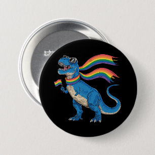 Gay Pride Dino Trex Rainbow Flag Lgbt Ally  7.5 Cm Round Badge