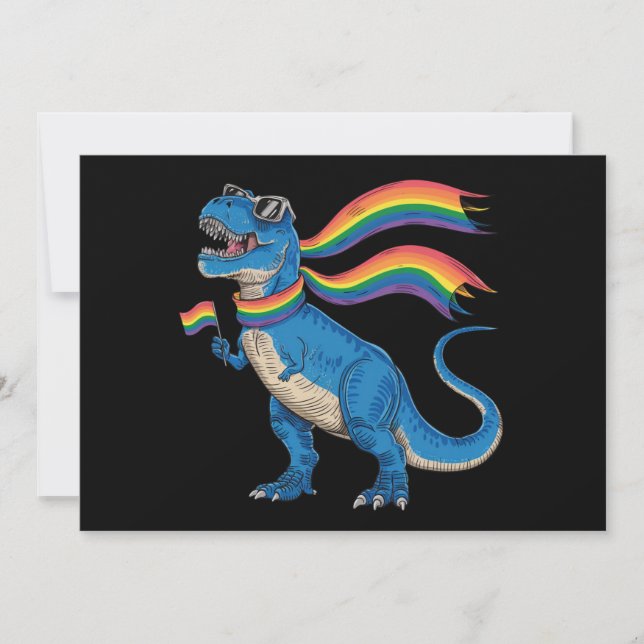 Gay Pride Dino Trex Rainbow Flag Lgbt Ally  Invitation (Front)