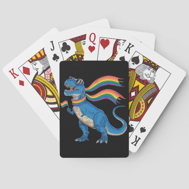 Gay Pride Dino Trex Rainbow Flag Lgbt Ally  Playing Cards (Back)
