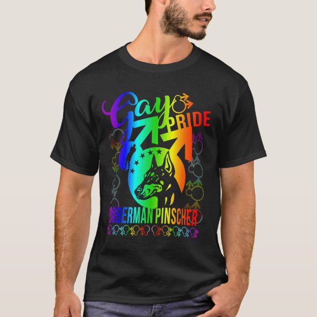Gay Pride Doberman Pinscher T-Shirt (Front)