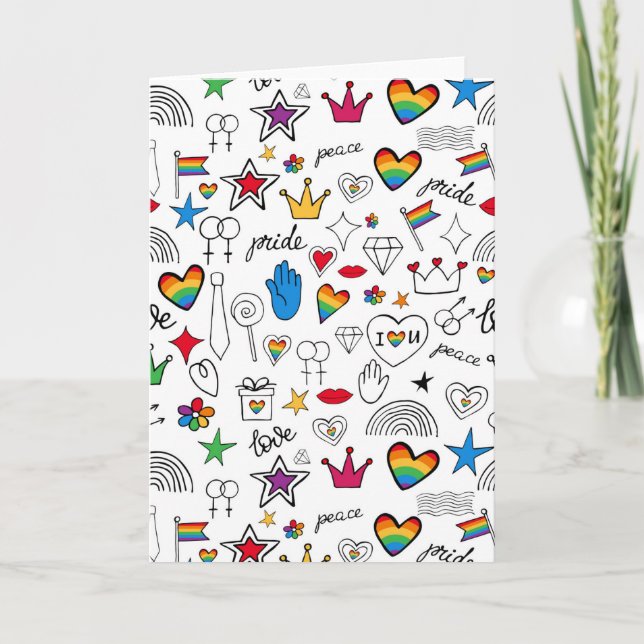 Gay Pride Doodle Pattern Card (Front)