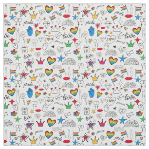 Gay Pride Doodle Pattern Fabric