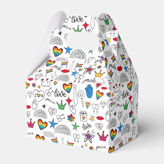 Gay Pride Doodle Pattern Favour Box (Front Side)