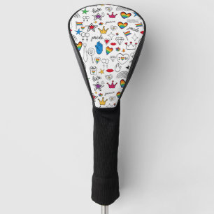 Gay Pride Doodle Pattern Golf Head Cover