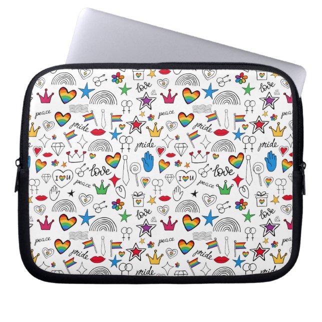 Gay Pride Doodle Pattern Laptop Sleeve (Front)